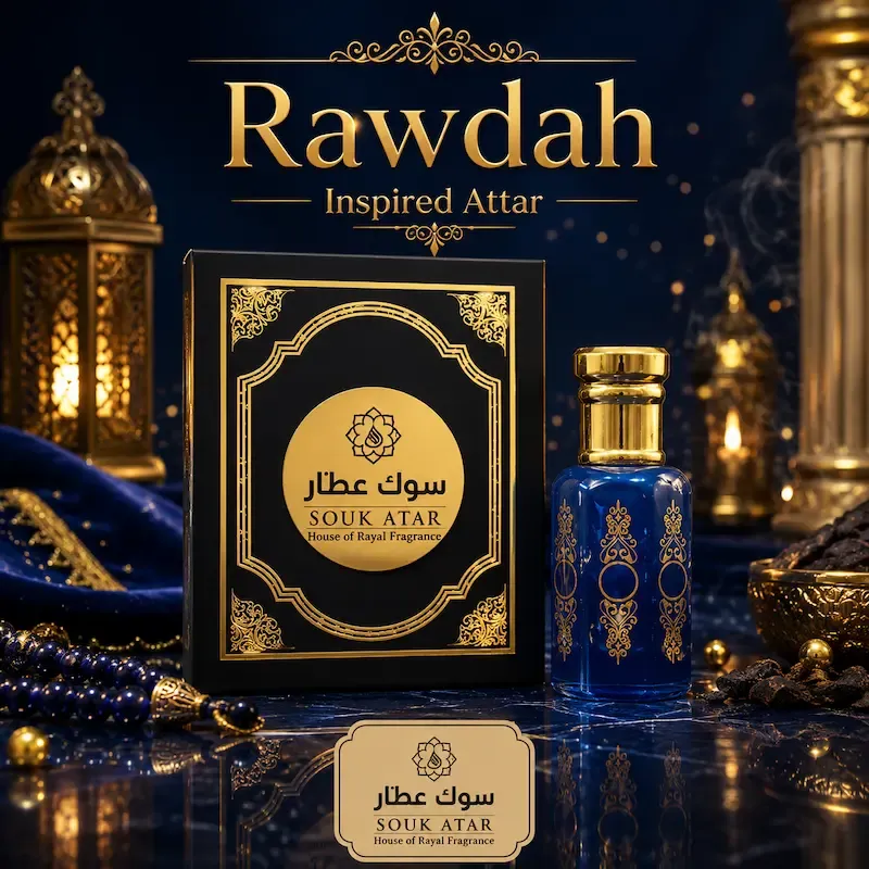 Rawdah Attar Alcohol-Free – Long-Lasting Unisex Roll On Perfume Oil | Elegant Oriental Floral & Musky Fragrance | Souk Attar