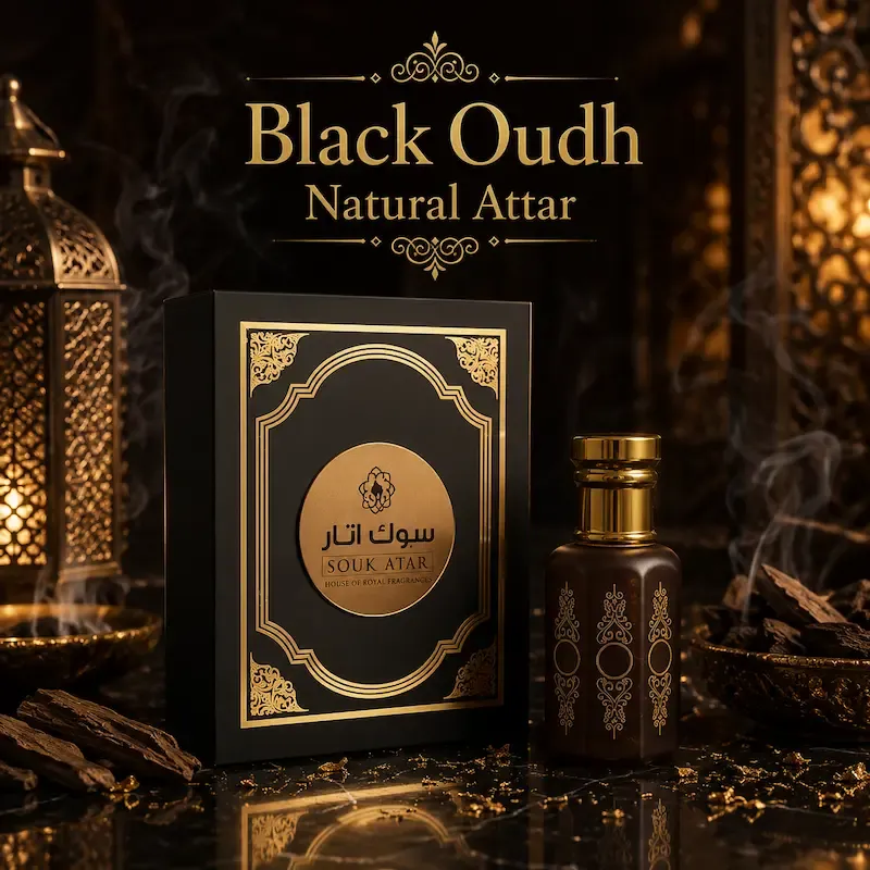Black Oudh Attar – Strong Non-Alcoholic Long-Lasting Oud Perfume Oil for Men & Women | Intense Smoky Woody Fragrance | Souk Attar