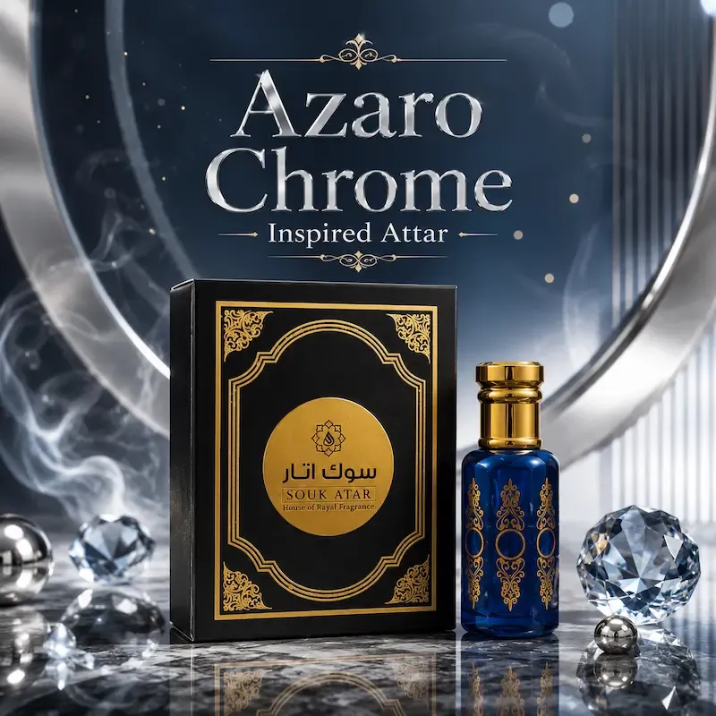 Azzaro Chrome Inspired Attar – Fresh Aquatic Non-Alcoholic Roll On Perfume for Men & Women | Souk Attar | Souk Attar