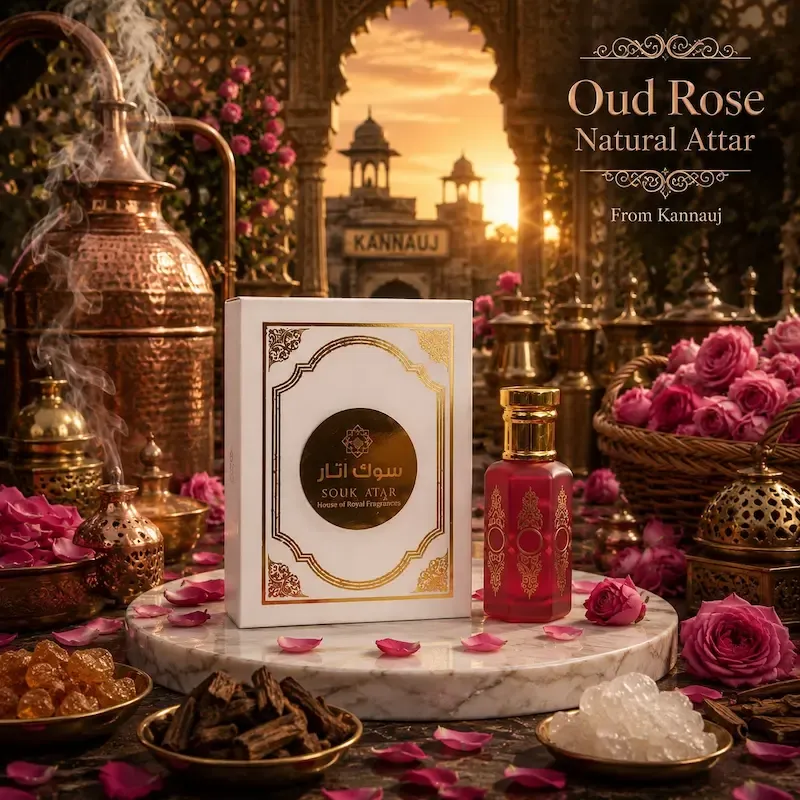 Oud Rose Natural Attar from Kannauj | Alcohol-Free Attar | Souk Attar