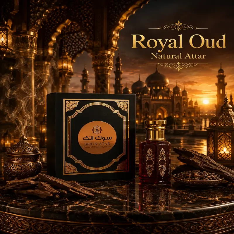 Royal Oud Attar – 100% Non-Alcoholic Long-Lasting Oud Roll On Perfume Oil for Men & Women | Souk Attar
