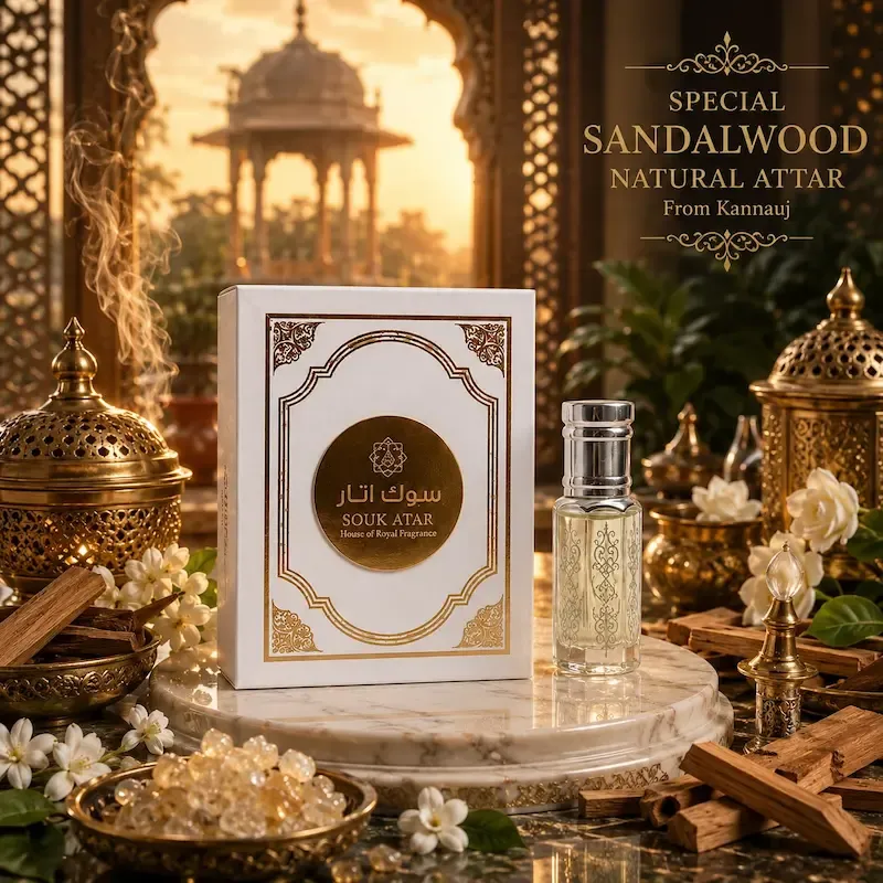 Special Sandalwood Natural Attar from Kannauj | Alcohol-Free | Souk Attar