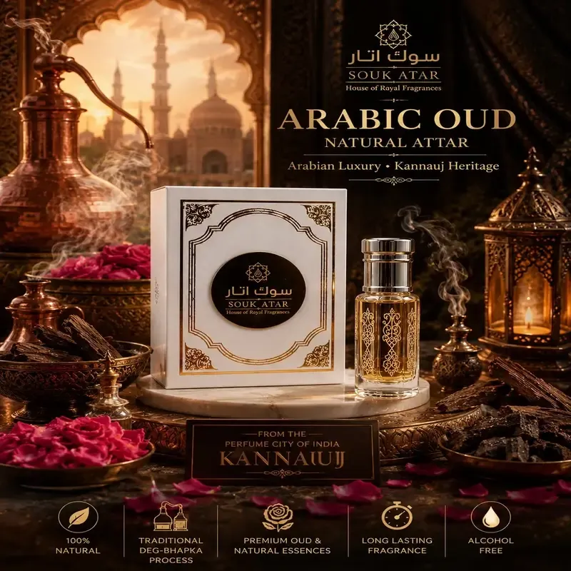 Arabic Oud Natural Attar from Kannauj | Premium Alcohol-Free Attar | Souk Attar