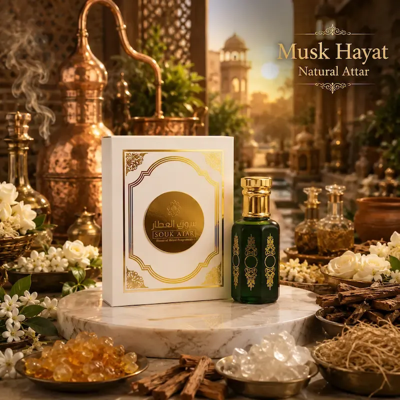 Musk Hayat Natural Attar from Kannauj | 100% Non Alcoholic | Souk Attar