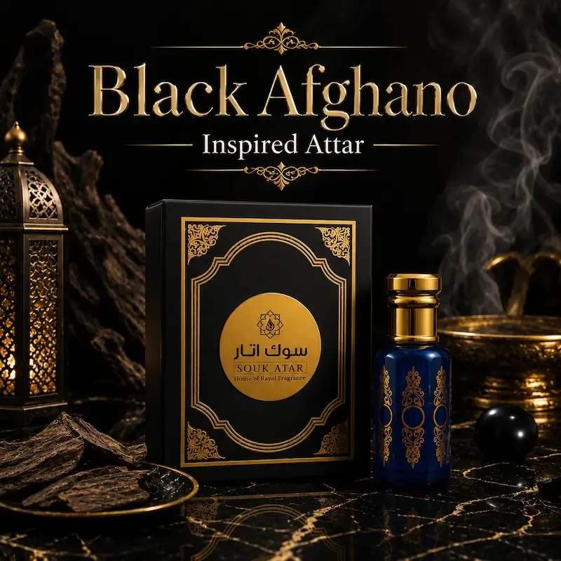 Black Afghano Inspired Attar | Premium Alcohol-Free Smoky Oud Roll-On Perfume Oil | Souk Attar