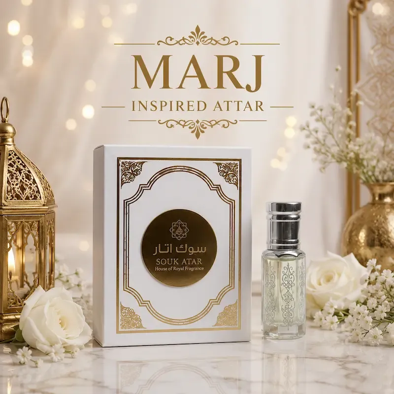 MARJ Attar | Premium Alcohol-Free Fresh Green Herbal Jasmine Roll-On Perfume Oil | Souk Attar