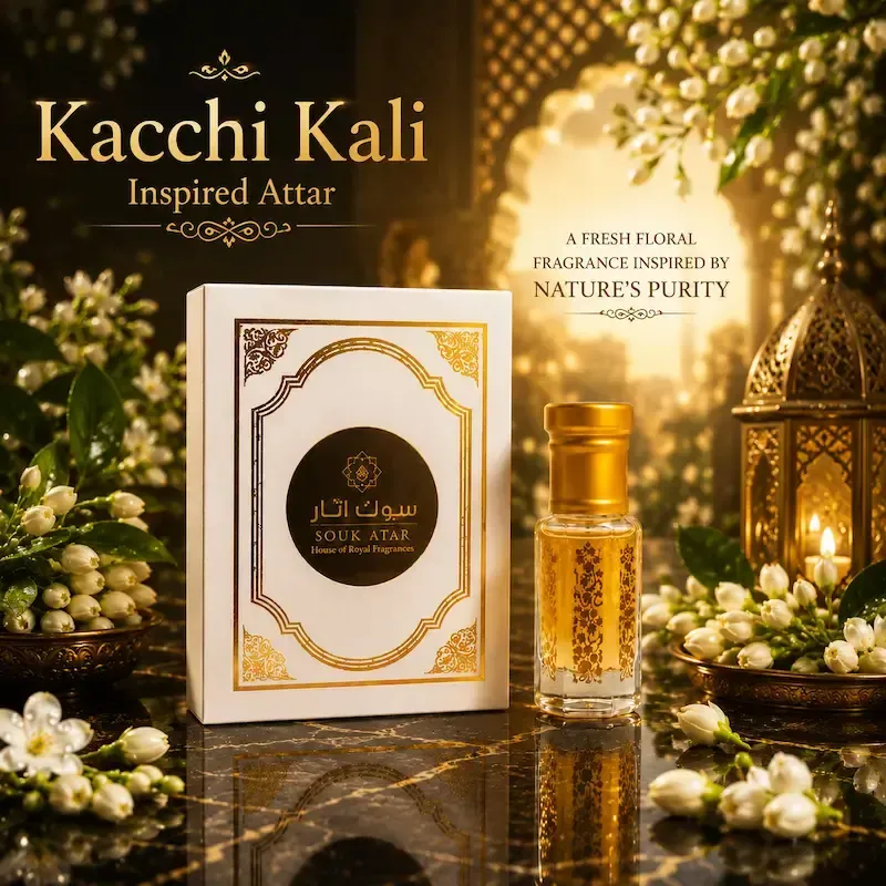Kachi Kali Attar | Premium Alcohol-Free Fresh Green Floral Perfume Oil | Long-Lasting Roll-On | Souk Attar