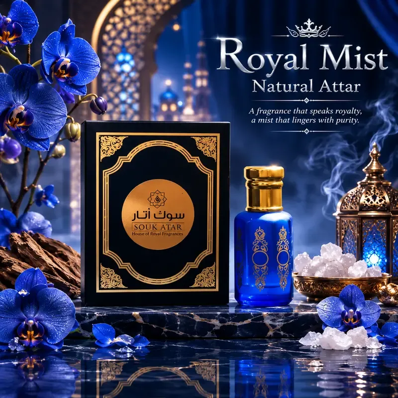 Royal Mist Natural Attar from Kannauj | 100% Non-Alcoholic Roll-On Perfume Oil | Souk Attar