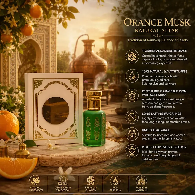 Orange Musk Natural Attar from Kannauj | Premium Alcohol-Free Attar