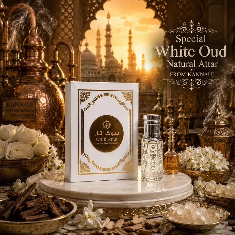 Special White Oud Natural Attar from Kannauj | 100% Non-Alcoholic Premium Perfume Oil | Souk Attar